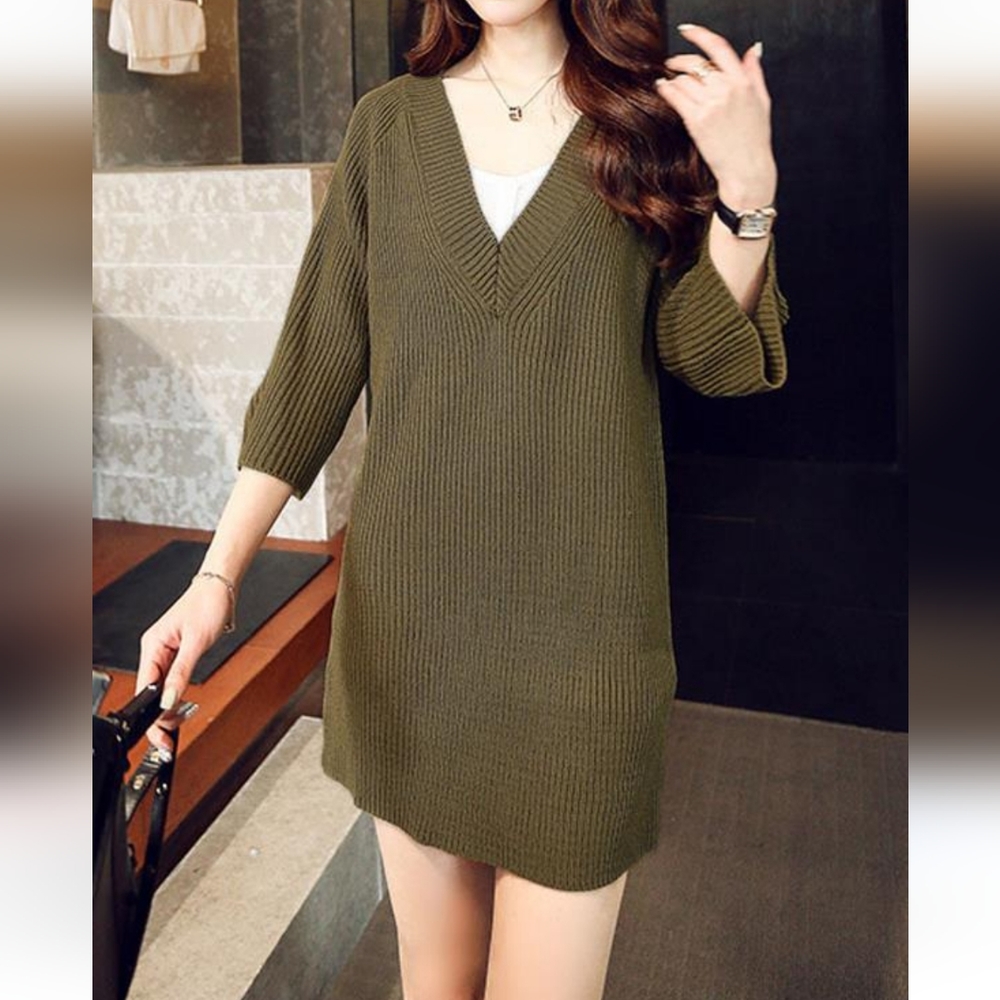 Oversized sweater dress (Olive green)